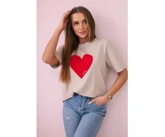 Moteriški smėlinės spalvos marškinėliai Madame