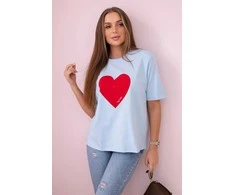 Moteriški šviesiai mėlyni marškinėliai Madame