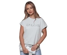 Moteriški šviesiai pilkos spalvos marškinėliai Dreams