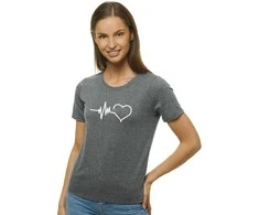 Moteriški tamsiai pilki marškinėliai Heartbeat