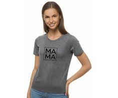 Moteriški tamsiai pilki marškinėliai MAMA (juoda)