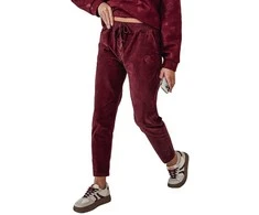 Moteriškos velvetinės bordo spalvos laisvalaikio kelnės Velvi