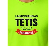 Neoniniai žali marškinėliai Laimingiausias tėtis (juodas)
