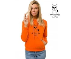 Oranžinis moteriškas džemperis su gobtuvu No drama Llama