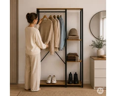 Pastatoma pakaba su lentynomis rusvos spalvos ModernHome