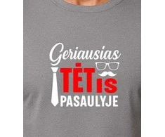 Pilki marškinėliai Geriausias tėtis pasaulyje (baltas)