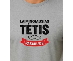 Pilki marškinėliai Laimingiausias tėtis (juodas)