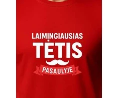Raudoni marškinėliai Laimingiausias tėtis (baltas)