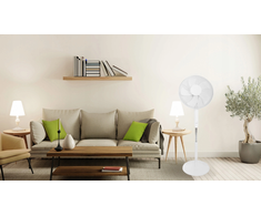 Standing Floor Fan 45W – 3 Modes, 5 Blades, Baltas
