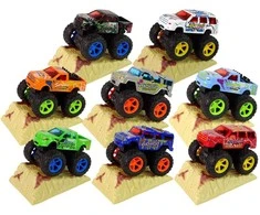 Lean Toys Žaislinis Monster Truck sunkvežimis su traukimo mechanizmu ir guminių padangų sistema