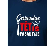 Tamsiai mėlyni marškinėliai Geriausias tėtis pasaulyje (baltas)