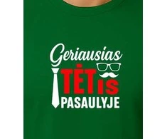 Tamsiai žali marškinėliai Geriausias tėtis pasaulyje (baltas)