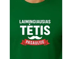 Tamsiai žali marškinėliai Laimingiausias tėtis (baltas)