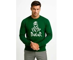 Tamsiai žalias džemperis be gobtuvo Dakar (baltas)