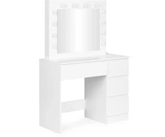 Tualetinis staliukas su veidrodžiu ir LED apšvietimu + taburetė ModernHome