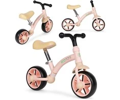 ECOTOYS balansinis dviratukas vaikams su EVA ratukais ir reguliuojama rožinė, pilkas