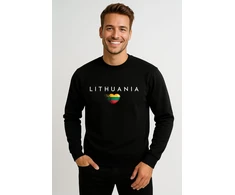 Vyriškas juodas džemperis Lithuania (balta)
