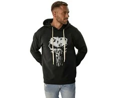 Vyriškas juodas džemperis su gobtuvu Skull