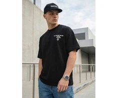 Vyriškas juodas oversize marškinėlis „Jevin“