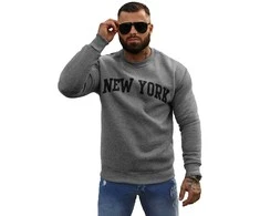 Vyriškas pilkos spalvos džemperis be gobtuvo New York