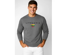 Vyriškas tamsiai pilkas džemperis Lithuania (juoda)
