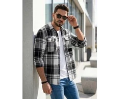 Vyriški balti/juodi flaneliniai marškiniai Cory