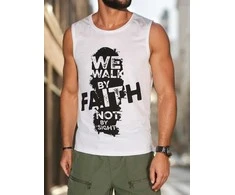 Vyriški balti marškinėliai be rankovių Faith