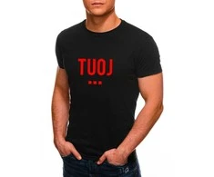 Vyriški juodi marškinėliai TUOJ (raudonas)