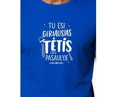 Vyriški mėlyni marškinėliai Geriausias tėtis (baltas)