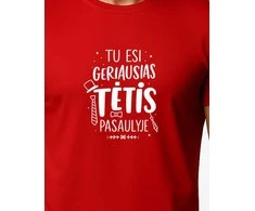 Vyriški raudoni marškinėliai Geriausias tėtis (baltas)
