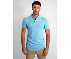 Vyriški šviesiai mėlyni polo marškinėliai Casual