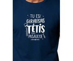 Vyriški tamsiai mėlyni marškinėliai Geriausias tėtis (baltas)