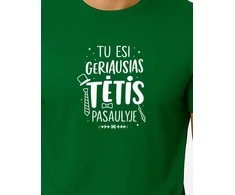 Vyriški tamsiai žali marškinėliai Geriausias tėtis (baltas)