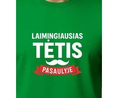 Žali marškinėliai Laimingiausias tėtis (baltas)