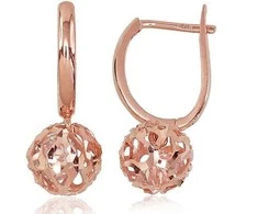 Auksiniai auskarai anglišku užsegimu, Raudonas Auksas, Cirkonai - 1.96 g. - 20 mm.