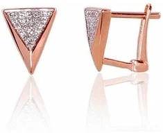 Auksiniai auskarai anglišku užsegimu, Raudonas Auksas, Briliantai - 1.81 g. - 10 mm. - Briliantai (0,102Ct)
