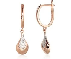 Auksiniai auskarai anglišku užsegimu, Raudonas Auksas, Be akmens - 1.68 g. - 26 mm.