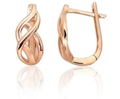 Auksiniai auskarai anglišku užsegimu, Raudonas Auksas, Be akmens - 1.83 g. - 14 mm.