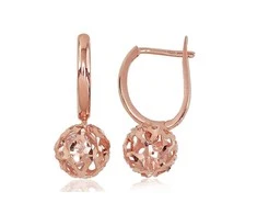 Auksiniai auskarai anglišku užsegimu, Raudonas Auksas, Cirkonai - 1.95 g. - 20 mm.