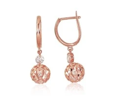 Auksiniai auskarai anglišku užsegimu, Raudonas Auksas, Cirkonai - 2.21 g. - 30 mm.