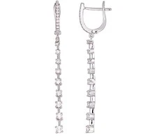 Auksiniai auskarai ant cilindrinės spynos - 3.45 g. - 47 mm. - Briliantai (0,524Ct)