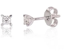 Auksiniai auskarai su brangakmeniais. Metalas: Baltas Auksas. Praba: 585°. Akmuo: Briliantai - 3 mm. - 0.84 g. - Briliantai (0,15Ct)