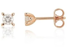 Auksiniai auskarai su brangakmeniais. Metalas: Raudonas Auksas. Praba: 585°. Akmuo: Briliantai - 0.93 g. - 4 mm. - Briliantai (0,25Ct)