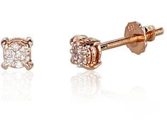 Auksiniai auskarai su brangakmeniais. Metalas: Raudonas Auksas. Praba: 585°. Akmuo: Briliantai - 0.93 g. - 4 mm. - Briliantai (0,101Ct)