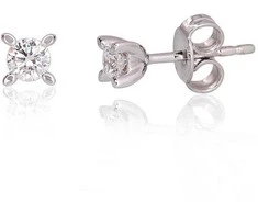 Auksiniai auskarai su brangakmeniais. Metalas: Baltas Auksas. Praba: 585°. Akmuo: Briliantai - 0.97 g. - 4 mm. - Briliantai (0,25Ct)
