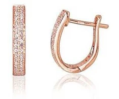 Auksiniai auskarai su brangakmeniais. Metalas: Raudonas Auksas. Praba: 585°. Akmuo: Briliantai - 2.03 g. - 14 mm. - Briliantai (0,215Ct)
