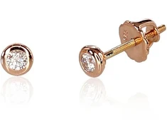 Auksiniai auskarai su brangakmeniais. Metalas: Raudonas Auksas. Praba: 585°. Akmuo: Briliantai - 1.19 g. - 4 mm. - Briliantai (0,152Ct)