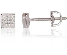 Auksiniai auskarai su brangakmeniais. Metalas: Baltas Auksas. Praba: 585°. Akmuo: Briliantai - 5 mm. - 1.13 g. - Briliantai (0,068Ct)