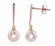 Auksiniai auskarai vinukai, Raudonas Auksas, Perlai - 1.14 g. - 19 mm.