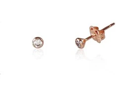 Auksiniai auskarai vinukai, Raudonas Auksas, Cirkonai - 3 mm. - 0.27 g.